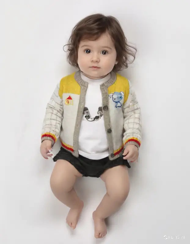 Desenli hırkalı bebek.